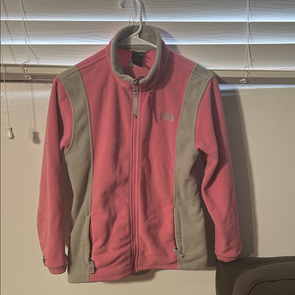The North Face Pink and Tan Girls' Full-Zip Fleece Jacket